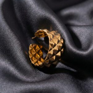 Gold-Plated Textured Hoop Ring
