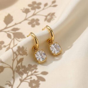 Gold-Plated Crystal Drop Earrings