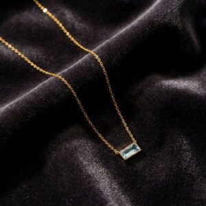 Gold-Plated Blue Stone Necklace